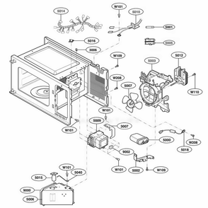 Interior Parts 1 Diagram and Parts List for 62253 KSBESEA LG Range