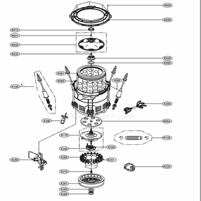 Tub Assembly Diagram and Parts List for WT4801CW ABWESED LG Washer