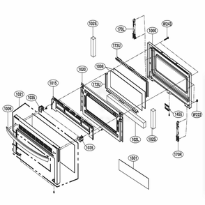 Upper Door Parts Diagram and Parts List for LDG4315BD ABDELGA LG Wall Oven