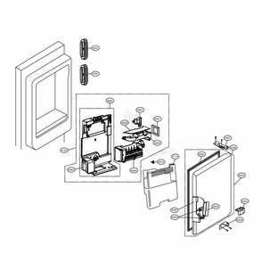 Ice Maker And Ice Bin Parts Diagram and Parts List for LFXC24726M AMTCNA0 LG Refrigerator
