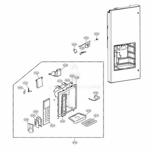 Dispenser Parts Diagram and Parts List for LFX21975ST AST2LGA LG Refrigerator