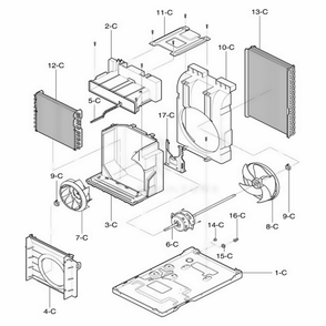 Air Handling And Cycle Parts Diagram and Parts List for 75063 AWYASRU LG Air Conditioner