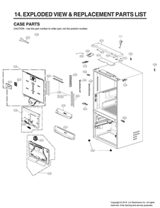 Case Parts Diagram and Parts List for GR-X308MSYM ASTCNA0 LG Refrigerator