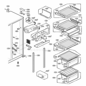 Refrigerator Compartment Diagram and Parts List for LRSPC2331NI ANICLGA LG Refrigerator