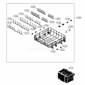 Lower Rack Assembly Diagram and Parts List for ADFD5448AT ASTESNA LG Dishwasher