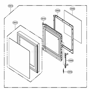 Door Parts Diagram and Parts List for MH1536GIR CBKELEC LG Range