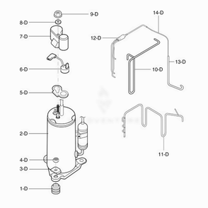 Compressor Parts Diagram and Parts List for 580 AWYCSRU LG Air Conditioner