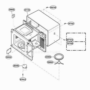 Oven Cavity Parts Diagram and Parts List for MA795W01 CW5EGSE LG Microwave