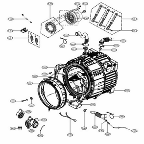 Drum And Tub Assembly Diagram and Parts List for WM3460CW ABWEUUS LG Washer