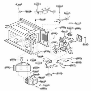 Interior Parts Diagram and Parts List for M150TC HMWQCUR LG Range
