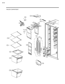 Freezer Compartment Diagram and Parts List for GM-L267NSBL ASTCSE3 LG Refrigerator