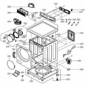 Cabinet And Control Panel Assembly Diagram and Parts List for WM3900HWA ABWEUUS LG Washer