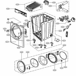 Cabinet And Door Assembly: Gas Type Diagram and Parts List for DLGX3371W ABWEEUS LG Dryer