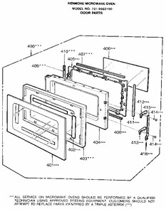 Door Diagram and Parts List for 7218923190  Kenmore Microwave