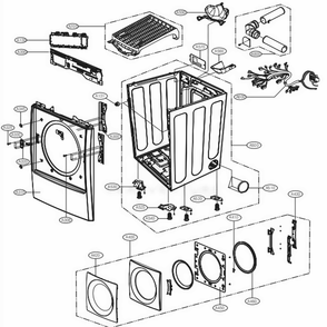 Cabinet And Door Assembly Diagram and Parts List for 82192 ABWESEU LG Dryer