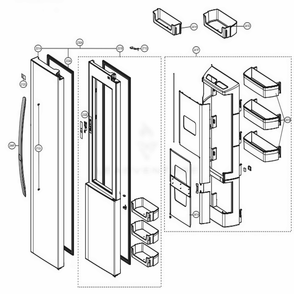 Refrigerator Door Diagram and Parts List for 51833 ASTCSE0 LG Refrigerator