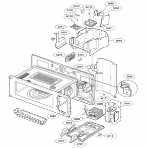 Interior Parts 1 Diagram and Parts List for 63703 AS2EGES LG Range