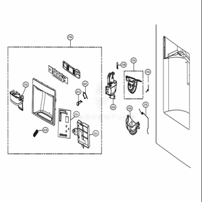 Dispenser Parts Diagram and Parts List for 74029 AWBCSE2 LG Refrigerator