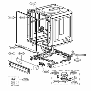 Main 1 Diagram and Parts List for LDF7774BB ABPEEUS LG Dishwasher