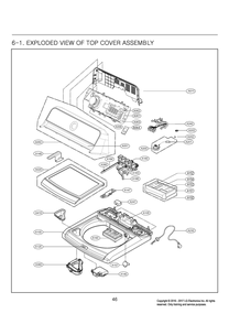 Top Cover Assembly Diagram and Parts List for T1780WFFT5 ASSETUS LG Washer