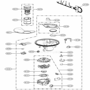 Sump Assembly Diagram and Parts List for LDF8764ST ASTEEUS LG Dishwasher