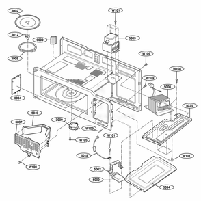 Interior Parts 1 Diagram and Parts List for 80019 CBKESEA LG Wall Oven