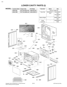 Lower Cavity Parts 1 Diagram and Parts List for FD1773LS AS2LLGA LG Range