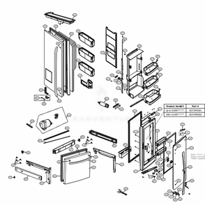 Door Parts Diagram and Parts List for 74053 ASTCSE1 LG Refrigerator