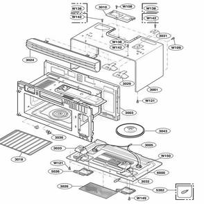 Oven Cavity Parts Diagram and Parts List for 64683 AS1ESEA LG Range