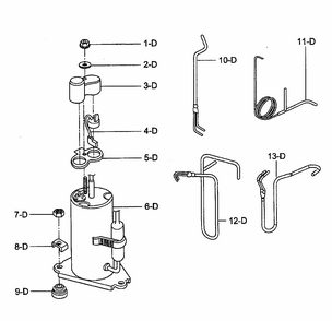 Compressor Diagram and Parts List for 58075051500  Kenmore Air Conditioner