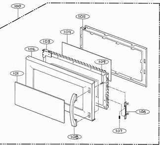 Door Parts Diagram and Parts List for MV-1526B  LG Microwave