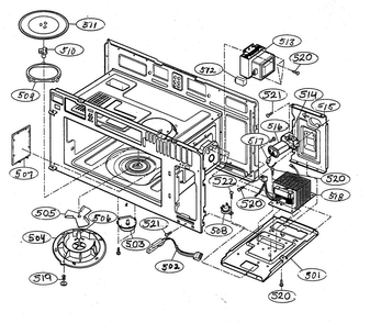 Interior Parts 1 Diagram and Parts List for MV-1715W  LG Microwave