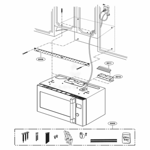 Installation Parts Diagram and Parts List for UPMC3084ST CSBESGN LG Microwave