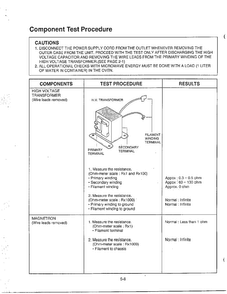 Component Test Procedure Diagram and Parts List for MA-1273M  LG Microwave