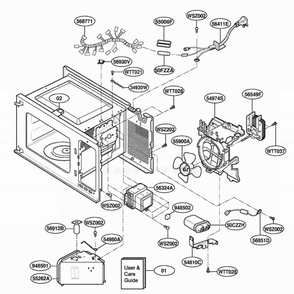 Interior Parts Diagram and Parts List for MT4110SKQ KWHEWRP LG Wall Oven