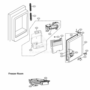 Ice Maker And Ice Bin Parts Diagram and Parts List for LFXC22596D ASBCNA0 LG Refrigerator