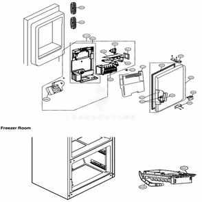 Ice Maker And Ice Bin Parts Diagram and Parts List for LFXS29626W ASWCNA1 LG Refrigerator