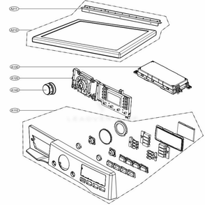 Control Panel And Plate Assembly Touch Lcd Type Diagram and Parts List for DLEX3570W ABWEEUS LG Washer Dryer Combo