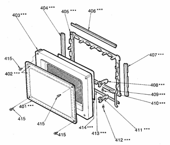 Door Diagram and Parts List for 7218821980  Kenmore Microwave