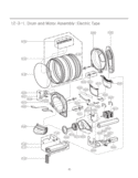 Drum and Motor Assembly Diagram and Parts List for DLE2250W ABWEEUS LG Dryer