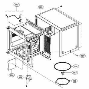 Oven Cavity Parts Diagram and Parts List for LMC1575SW CW1EBBY LG Microwave