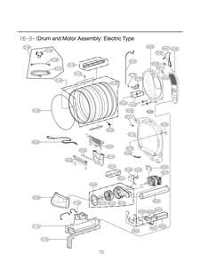 Drum And Motor Assembly Diagram and Parts List for RV18A8AS8 ABWEEUS LG Dryer