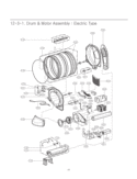 Drum & Motor Assembly Diagram and Parts List for DLE8377NM ANBEEUS LG Dryer