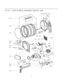 Drum & Motor Assembly Diagram and Parts List for DLEX2501W ABWEEUS LG Dryer