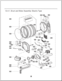 Drum and Motor Assembly Diagram and Parts List for DLEX2650W ABWEEUS LG Dryer