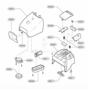 Cover Assembly, Body Diagram and Parts List for HFC1410EGG DGPHDB LG Canister Vacuum