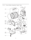 Drum & Motor Assembly Diagram and Parts List for DLEX2650R ACREEUS LG Dryer