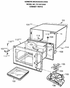 Cabinet Diagram and Parts List for 7218913580  Kenmore Microwave