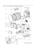 Drum & Motor Assembly Diagram and Parts List for DLGX2502W ABWEEUS LG Dryer