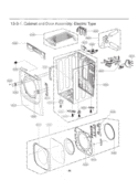 Cabinet and Door Assembly Diagram and Parts List for DLEX8000W ABWEEUS LG Dryer